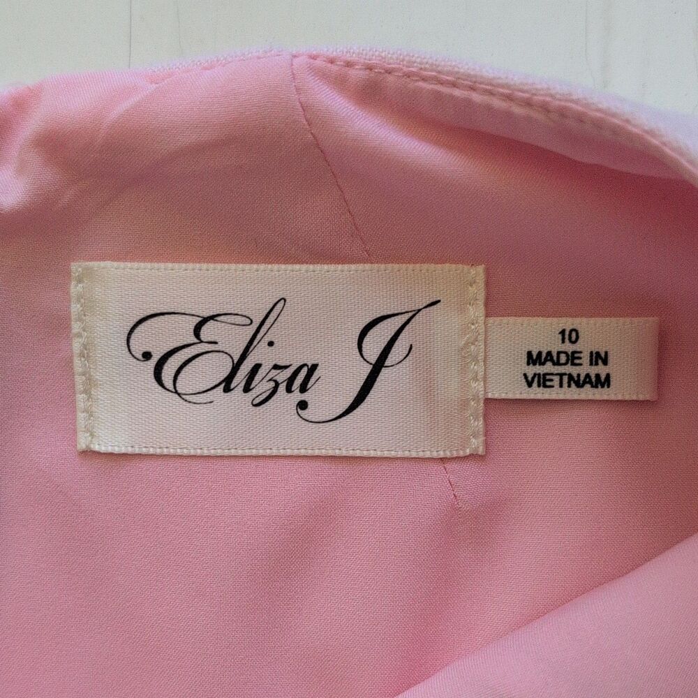 Eliza J Pink Solid Sheath Dress 3/4 Sleeve Rnd Neck Knee Length Zip Lined Sz 10 - Picture 6 of 12